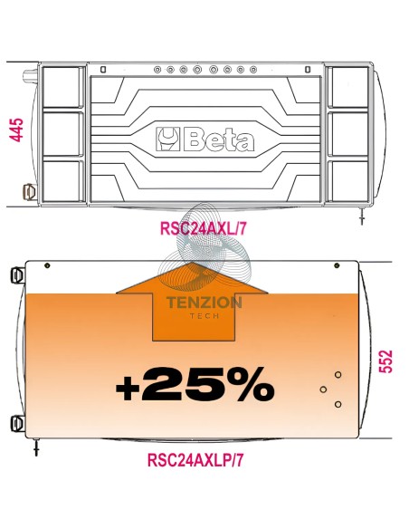 Cassettiera Mobile 7 Cassetti Modello Lungo XL Sistema Antiribaltamento Piano Di Lavoro Legno