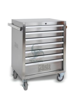 Cassettiera Mobile 7 Cassetti Ruote Antitraccia Acciaio Inox