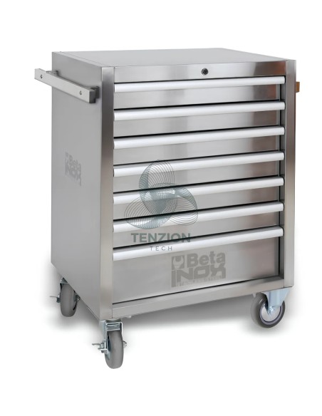Cassettiera Mobile 7 Cassetti Ruote Antitraccia Acciaio Inox
