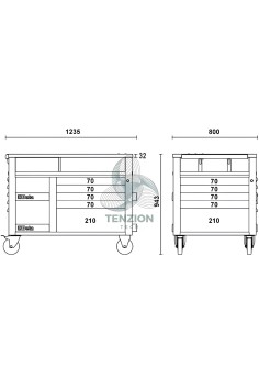 Carrello 10 Cassetti Con Piano Di Lavoro Legno SuperTank 2