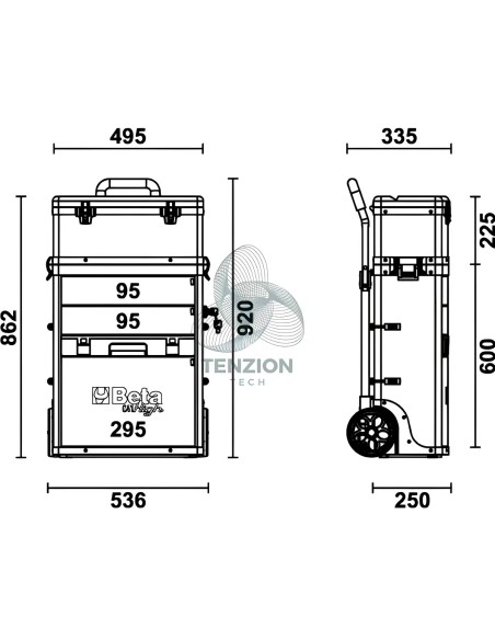 Trolley Portautensili 2 Moduli Sovrapponibili
