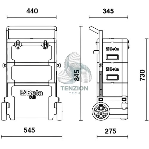 Trolley Portautensili 3 Moduli Sovrapponibili