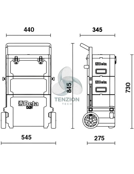 Trolley Portautensili 3 Moduli Sovrapponibili