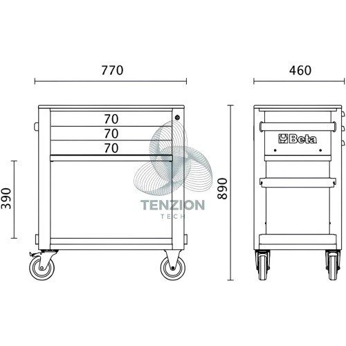 Carrello Di Servizio 3 Cassetti