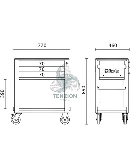 Carrello Di Servizio 3 Cassetti