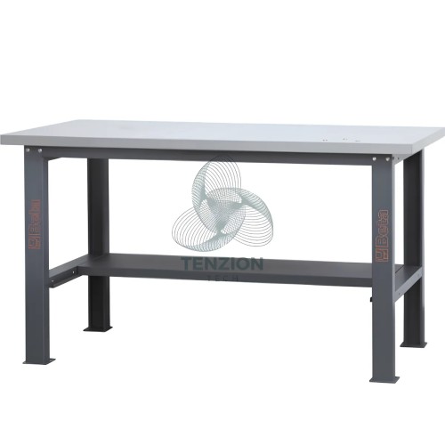 Banco Da Lavoro Piano MDF Rivestito Acciaio Inox 1,6m
