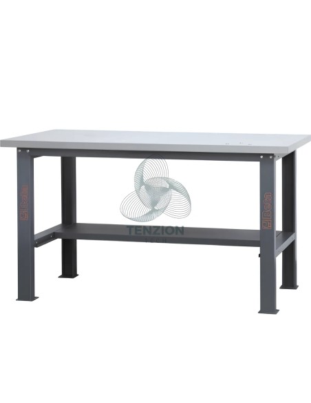 Banco Da Lavoro Piano MDF Rivestito Acciaio Inox 1,6m
