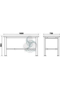 Banco Da Lavoro Piano MDF Rivestito Acciaio Inox 1,6m 2