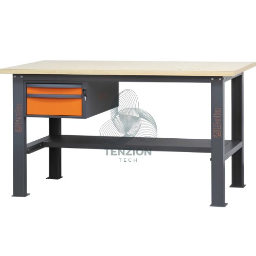 Banco Da Lavoro Piano In Legno 2 Cassetti 1,6m