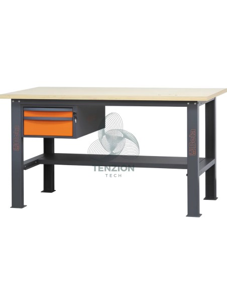 Banco Da Lavoro Piano In Legno 2 Cassetti 1,6m