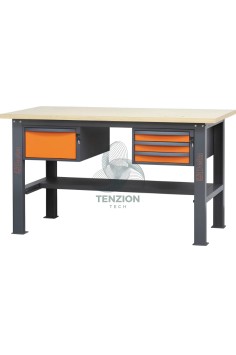 Banco Da Lavoro Piano In Legno 4 Cassetti 1,6m