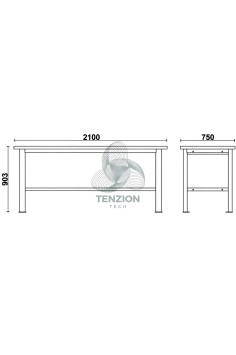 Banco Da Lavoro Piano MDF Rivestito Acciaio Inox 2,1m 2