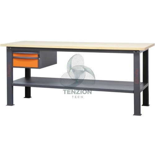 Banco Da Lavoro Piano In Legno 2 Cassetti 2,1m