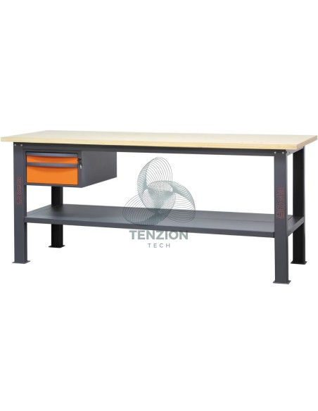 Banco Da Lavoro Piano In Legno 2 Cassetti 2,1m