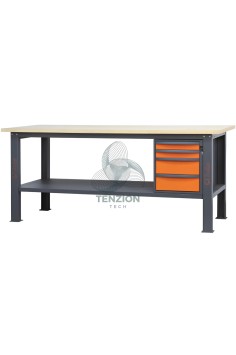Banco Da Lavoro Piano In Legno 4 Cassetti 2,1m