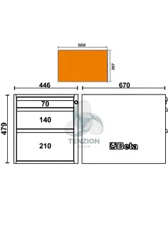 Cassettiera 3 Cassetti Altezza 479mm Per Banchi Componibili C58BC 2