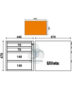 Cassettiera 4 Cassetti Altezza 479mm Per Banchi Componibili C58BC 2