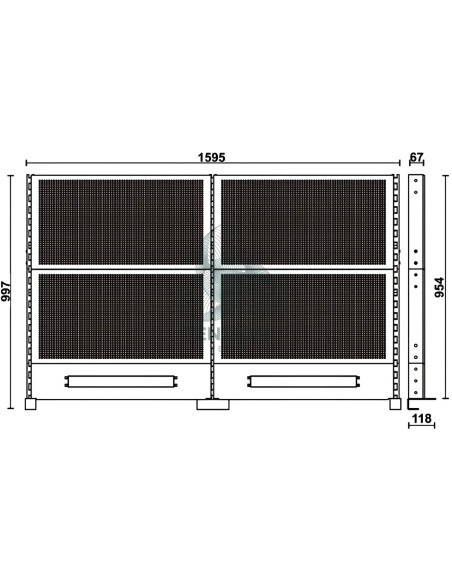 Kit 4 Pannelli Forati Con Struttura 1,6m Per Banchi Componibili C58BC