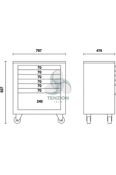 Modulo Cassettiera Mobile 7 Cassetti Arredo Officina RSC55 2