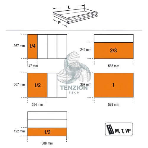 Modulo Cassettiera Mobile 7 Cassetti Arredo Officina RSC55