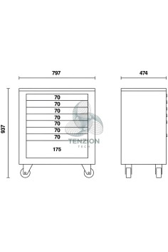 Modulo Cassettiera Mobile 8 Cassetti Arredo Officina RSC55 2