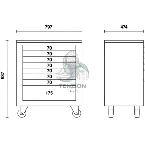 Modulo Cassettiera Mobile 8 Cassetti Arredo Officina RSC55
