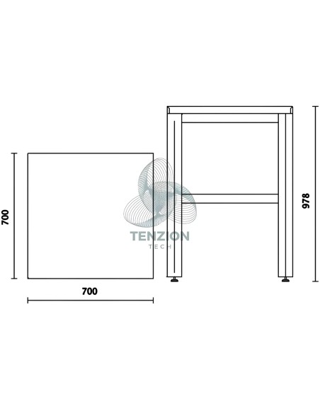 Elemento Angolare Con Gambe 700x700mm Arredo Officina RSC55