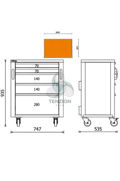 Cassettiera Mobile 5 Cassetti Arredo Officina RSC50 2.0 2