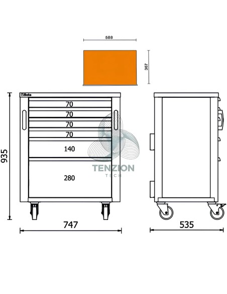 Cassettiera Mobile 6 Cassetti Arredo Officina RSC50 2.0