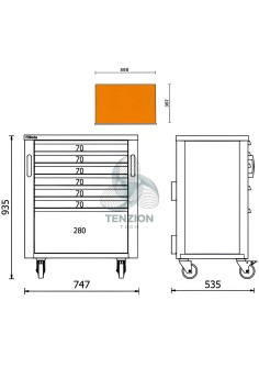 Cassettiera Mobile 7 Cassetti Arredo Officina RSC50 2.0 2