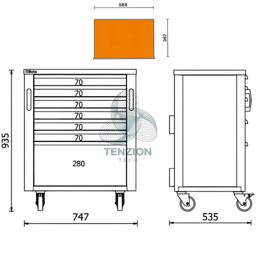 Cassettiera Mobile 7 Cassetti Arredo Officina RSC50 2.0