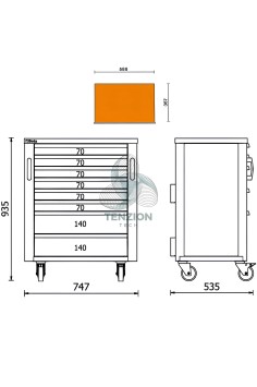 Cassettiera Mobile 8 Cassetti Arredo Officina RSC50 2.0 2