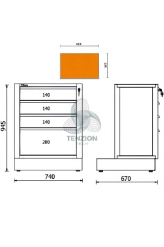 Modulo Fisso 4 Cassetti Arredo Officina RSC50 2.0 2