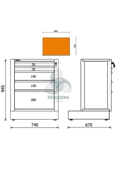 Modulo Fisso 5 Cassetti Arredo Officina RSC50 2.0 2