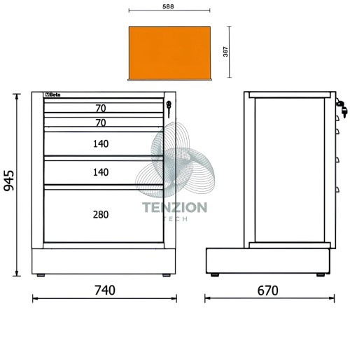 Modulo Fisso 5 Cassetti Arredo Officina RSC50 2.0