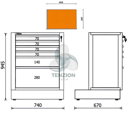 Modulo Fisso 6 Cassetti Arredo Officina RSC50 2.0
