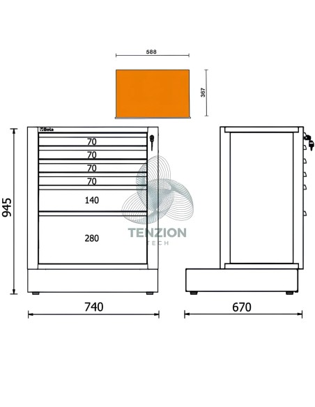 Modulo Fisso 6 Cassetti Arredo Officina RSC50 2.0