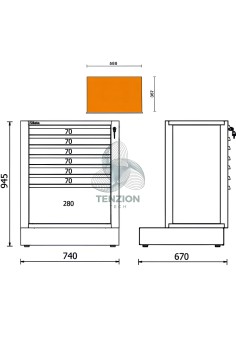 Modulo Fisso 7 Cassetti Arredo Officina RSC50 2.0 2