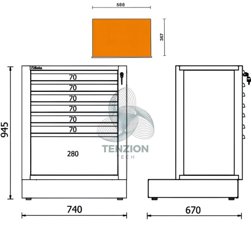 Modulo Fisso 7 Cassetti Arredo Officina RSC50 2.0