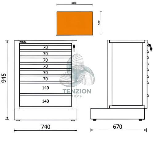 Modulo Fisso 8 Cassetti Arredo Officina RSC50 2.0