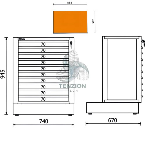 Modulo Fisso 10 Cassetti Arredo Officina RSC50 2.0