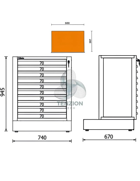 Modulo Fisso 10 Cassetti Arredo Officina RSC50 2.0