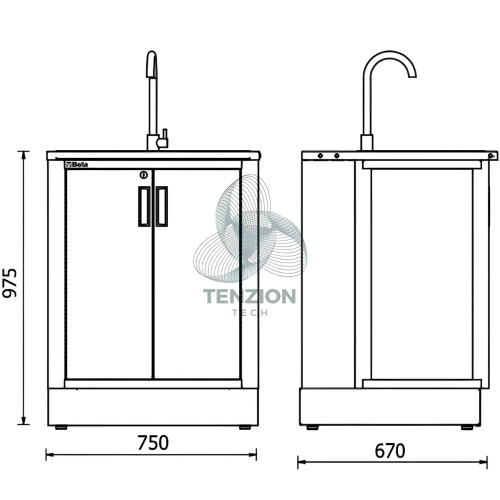 Modulo Fisso Lavandino Integrato Arredo Officina RSC50 2.0