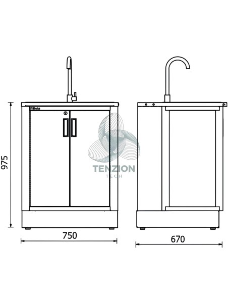 Modulo Fisso Lavandino Integrato Arredo Officina RSC50 2.0