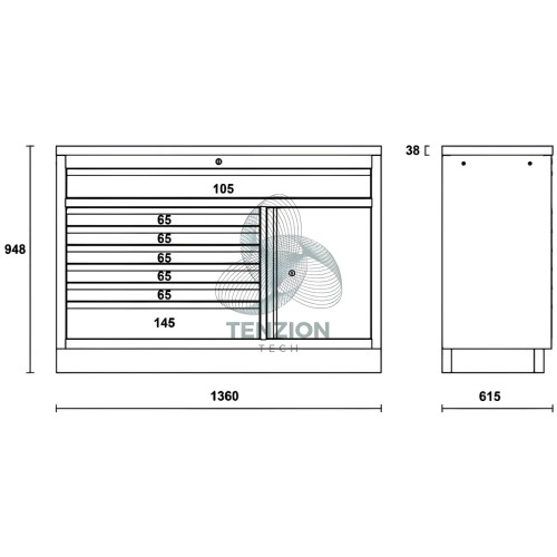 Modulo Fisso 7 Cassetti Arredo Officina C45PRO 2.0