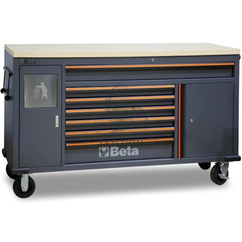 Cassettiera Mobile 7 Cassetti Cestino Portarifiuti Integrato Work Station Arredo Officina C45PRO 2.0