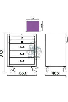 Cassettiera Mobile 5 Cassetti Arredo Officina C45PRO 2.0 2