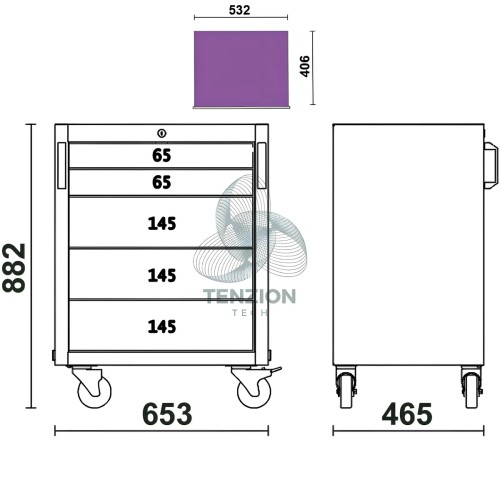 Cassettiera Mobile 5 Cassetti Arredo Officina C45PRO 2.0