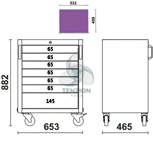 Cassettiera Mobile 7 Cassetti Arredo Officina C45PRO 2.0