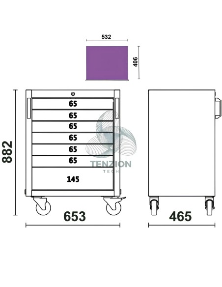 Cassettiera Mobile 7 Cassetti Arredo Officina C45PRO 2.0